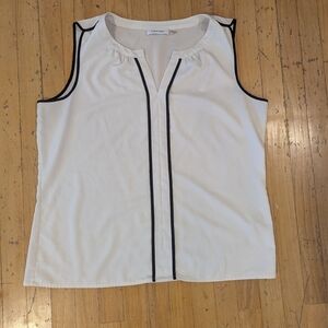Calvin Klein Ivory Blouse with Black Trim